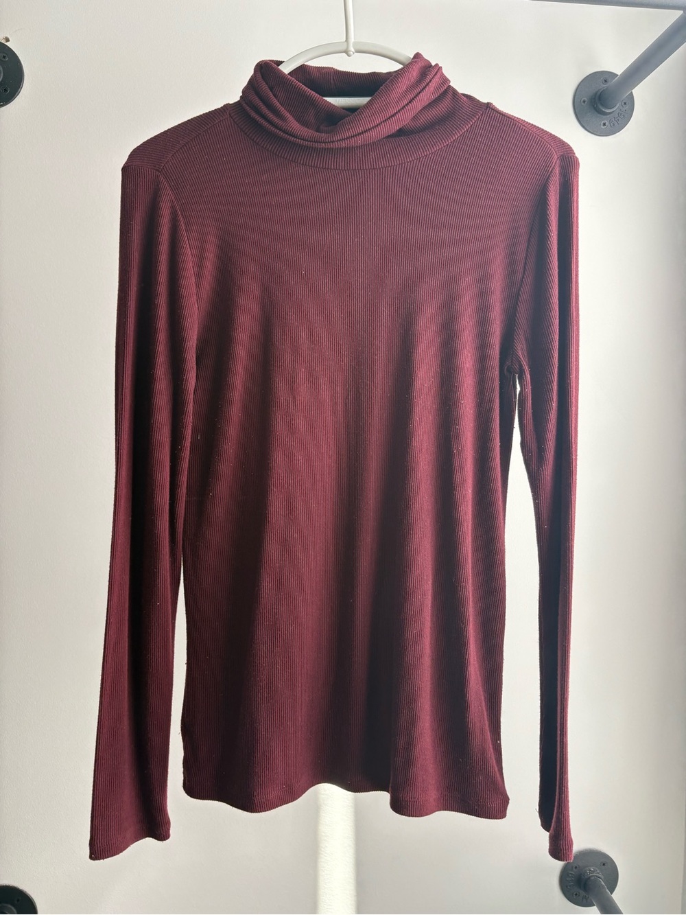 LOFT Ribbed Burgundy Long-Sleeve Turtleneck